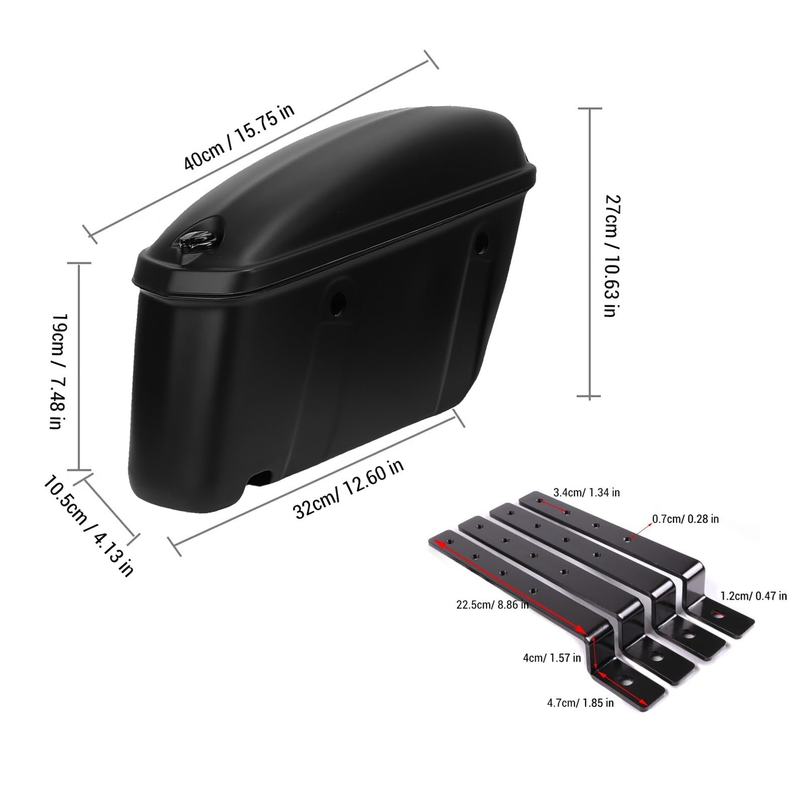 Bolsas Duras para SILLÍN de Motocicleta de 22L, Almacenamiento Bloqueable de Plástico ABS para con Soportes de Montaje, Llaves, Resistente a la Intemperie y a Prueba de Arañazos