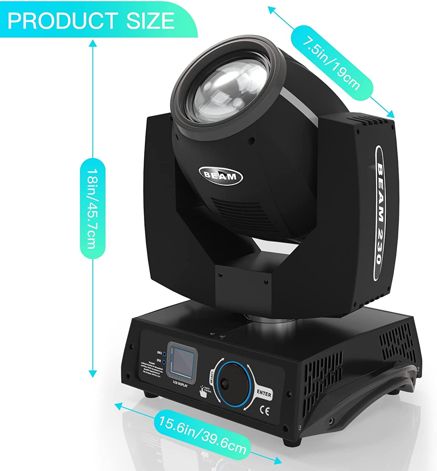 7R 230W Beam Moving Head DMX 17 Gobos RGBW LED illuminazione palcoscenico 14 colori DJ luci 16ch 8 prismi faro DMX512 controllo per matrimonio Natale Halloween Carnevale Party (nero-2)