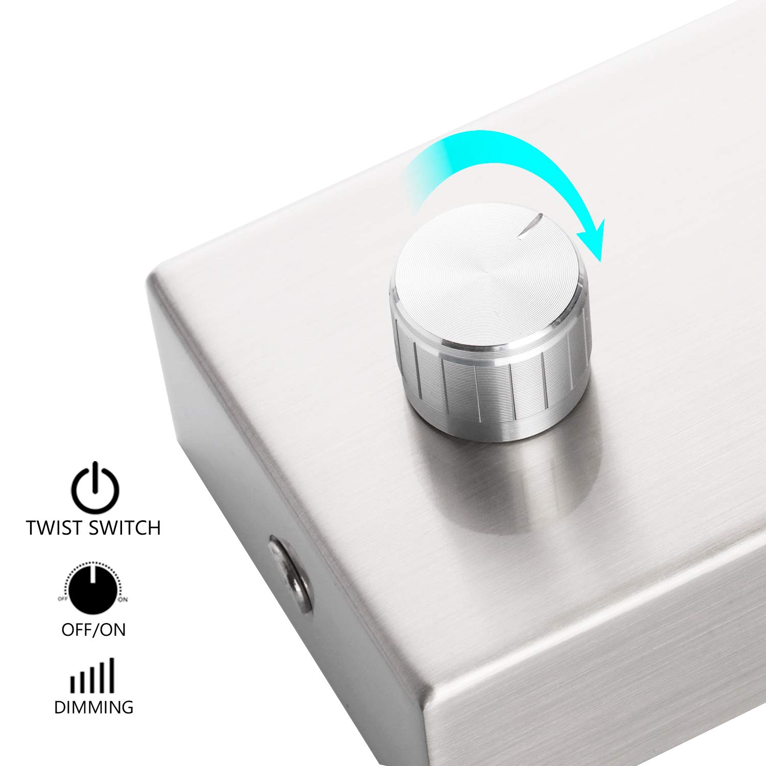 Meanyee Wandleuchte Wandleselampe Kopfteil Nachttischleuchte mit Drehschalter/Dimmbar/Verstellbarer Arm/Nickel gebürstet / 3000K 4.5W/MY-WN225A LED (Oberfläche Installieren)