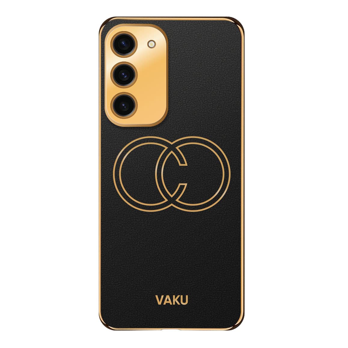 Vaku Luxos® Skylar Back Cover Case for Samsung Galaxy S23 with Leather Pattern Design Gold Electroplated Soft TPU Cover| Shockproof Protective Case - Black (B0C4P8JQK4) Amazon Price History, Amazon Price Tracker