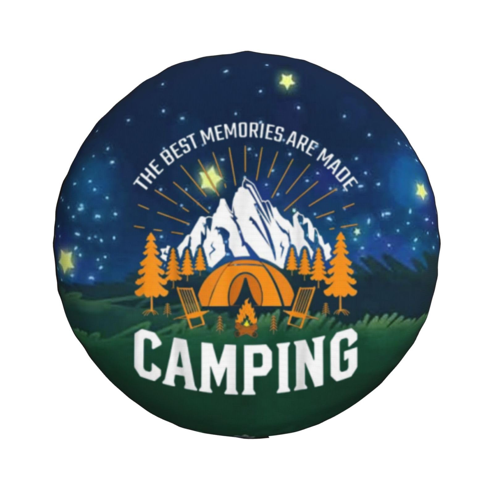 BYBYSCL Spare Tire Cover "Best Memories Camping" - Universal Fit For RV/Truck/SUV, 17" Size, Weatherproof