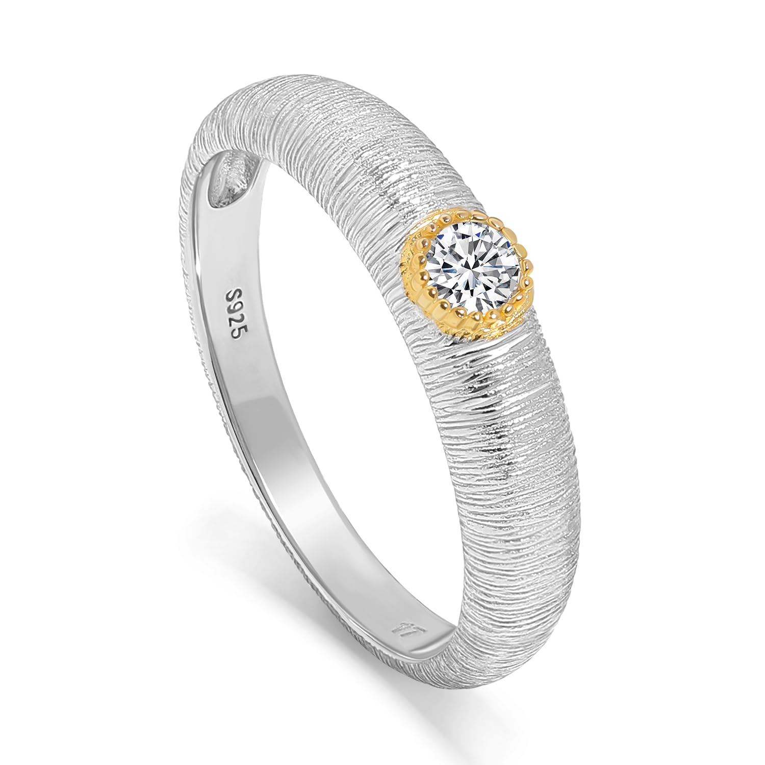 Meissa Anelli in Argento per Donne, Anelli Spessi Placcati Oro con Zirconia Cubica, Gioielli Impilabili Delicati, Confezionati in Scatola Regalo