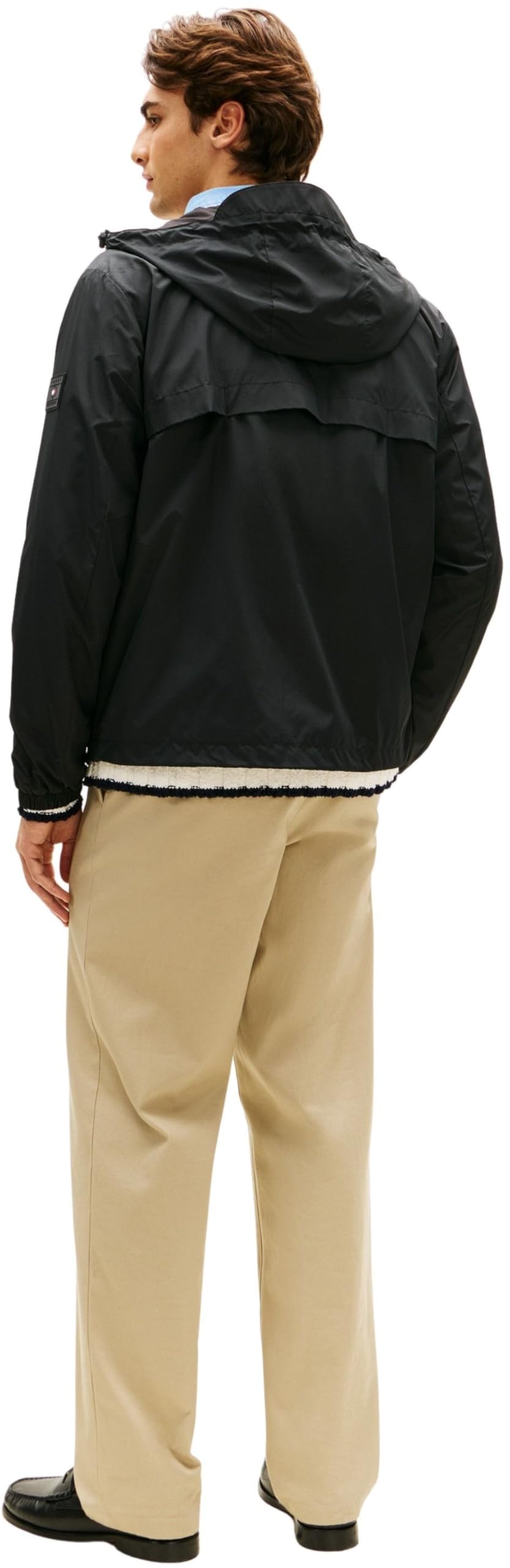 Tommy Hilfiger Herren Windbreaker Jacke Branded Hooded mit Kapuze, Schwarz (Black), XS – Ansicht 2
