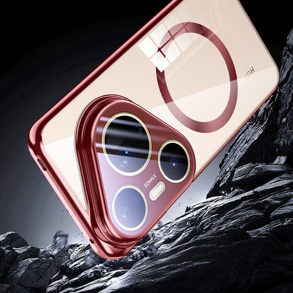 Rot,80, Handyhülle Für Huawei Pura 80 Ultra/80 Pro +/80 Pro/80, Kameraschutz Ständer Hülle Galvanisierte Transparent Nie Vergilbung Schutzhülle
