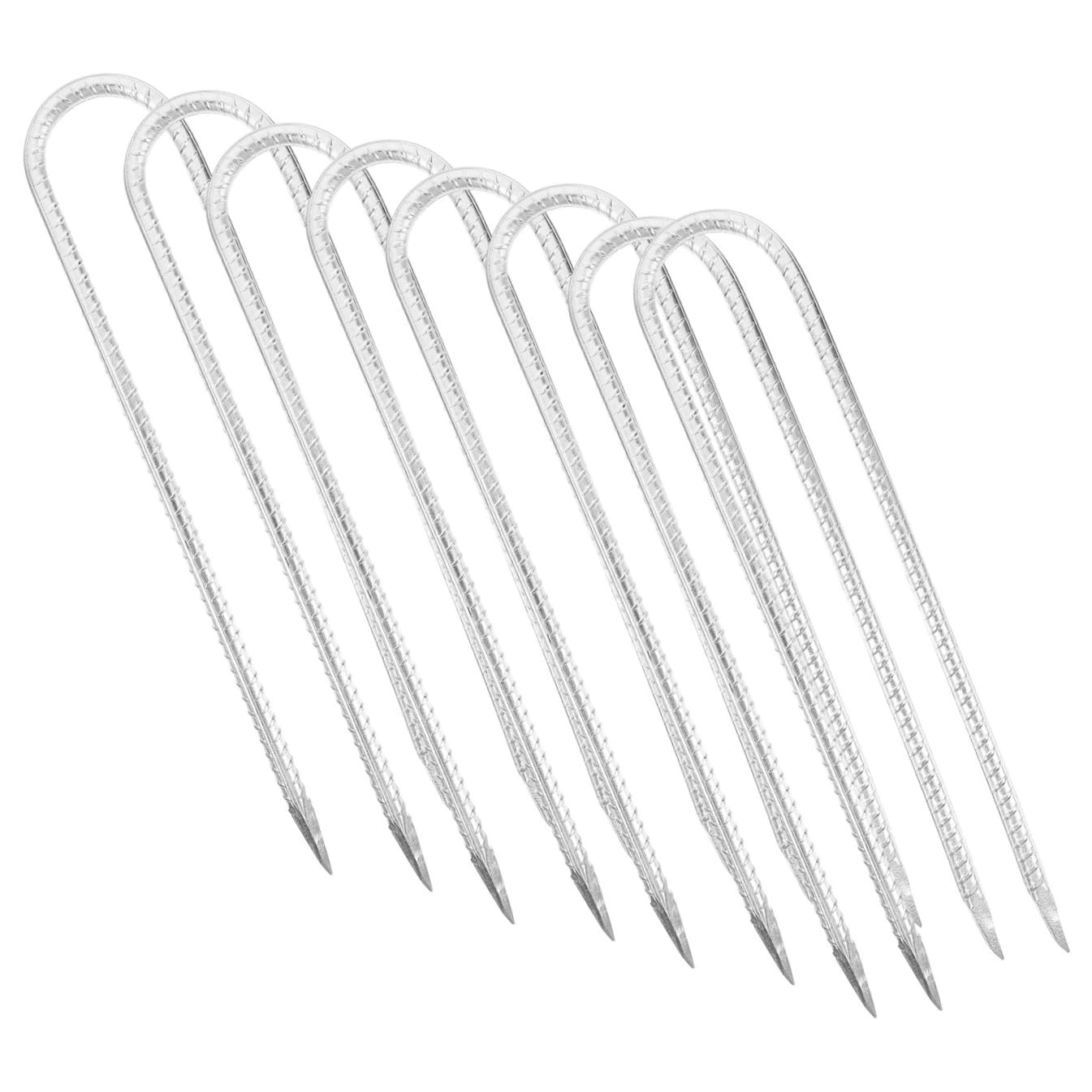 Picchetti a Forma di U in Acciaio Zincato Set da 8 Kit di Ancoraggio per Trampolino e Altalena da Giardino Chiodi da Giardinaggio per Tende e Fissaggio Prato Ancoraggi da