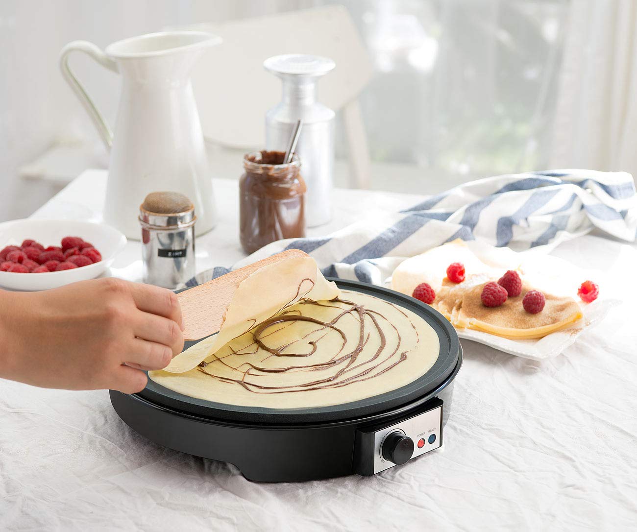 Rosenstein & Söhne Crepe Maker XL Elettrico con Regolatore di Temperatura e Rivestimento Antiaderente
