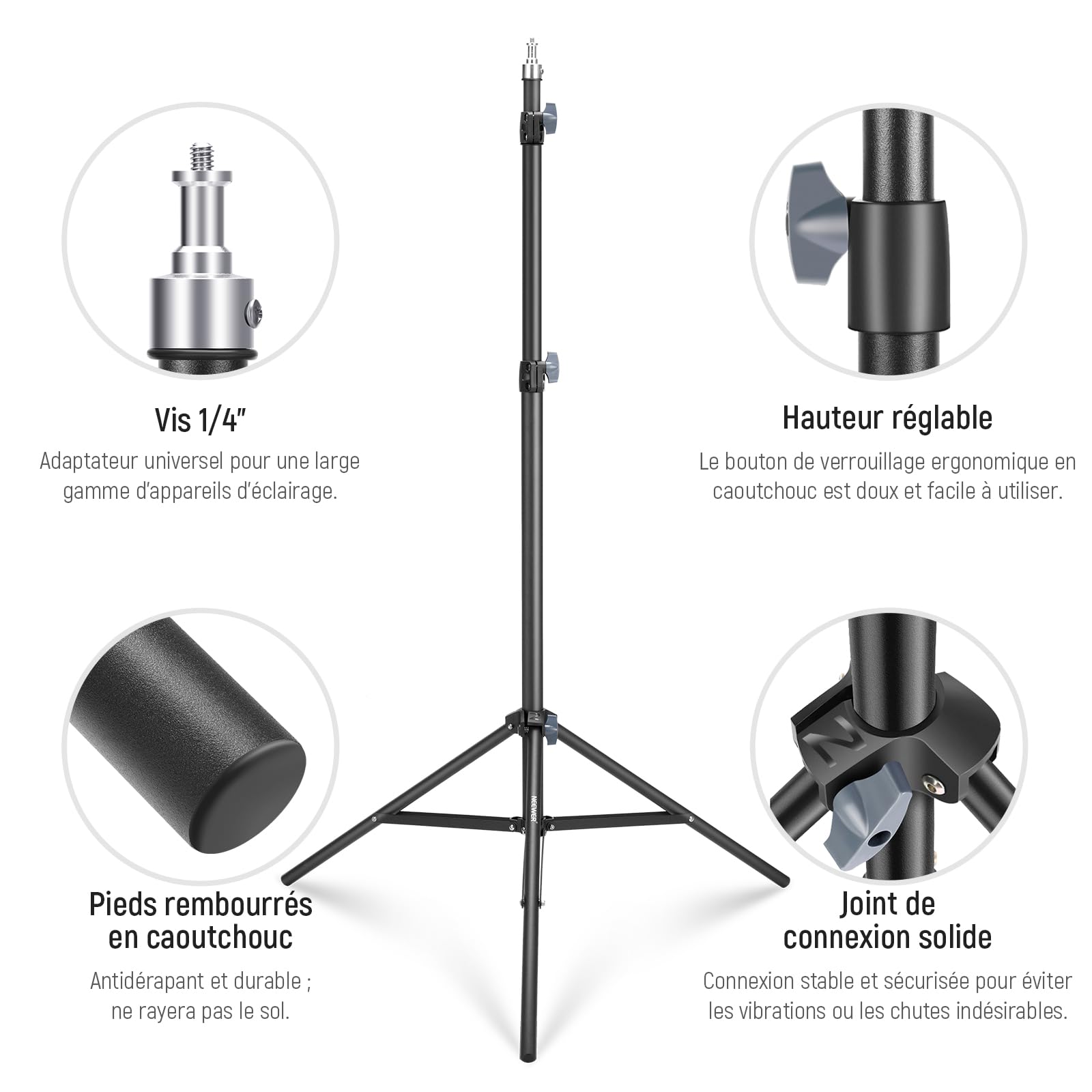 Support Lumière Neewer 13ft Avec Amorti Air - Trépied Photo Métal à Roulettes
