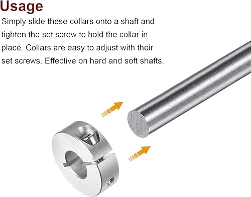 Miniatura 4 de HARFINGTON 2 piezas de collar de eje de 0.472 in de diámetro interior de aleación de aluminio con tornillo dividido collares de abrazadera, 1.181 in