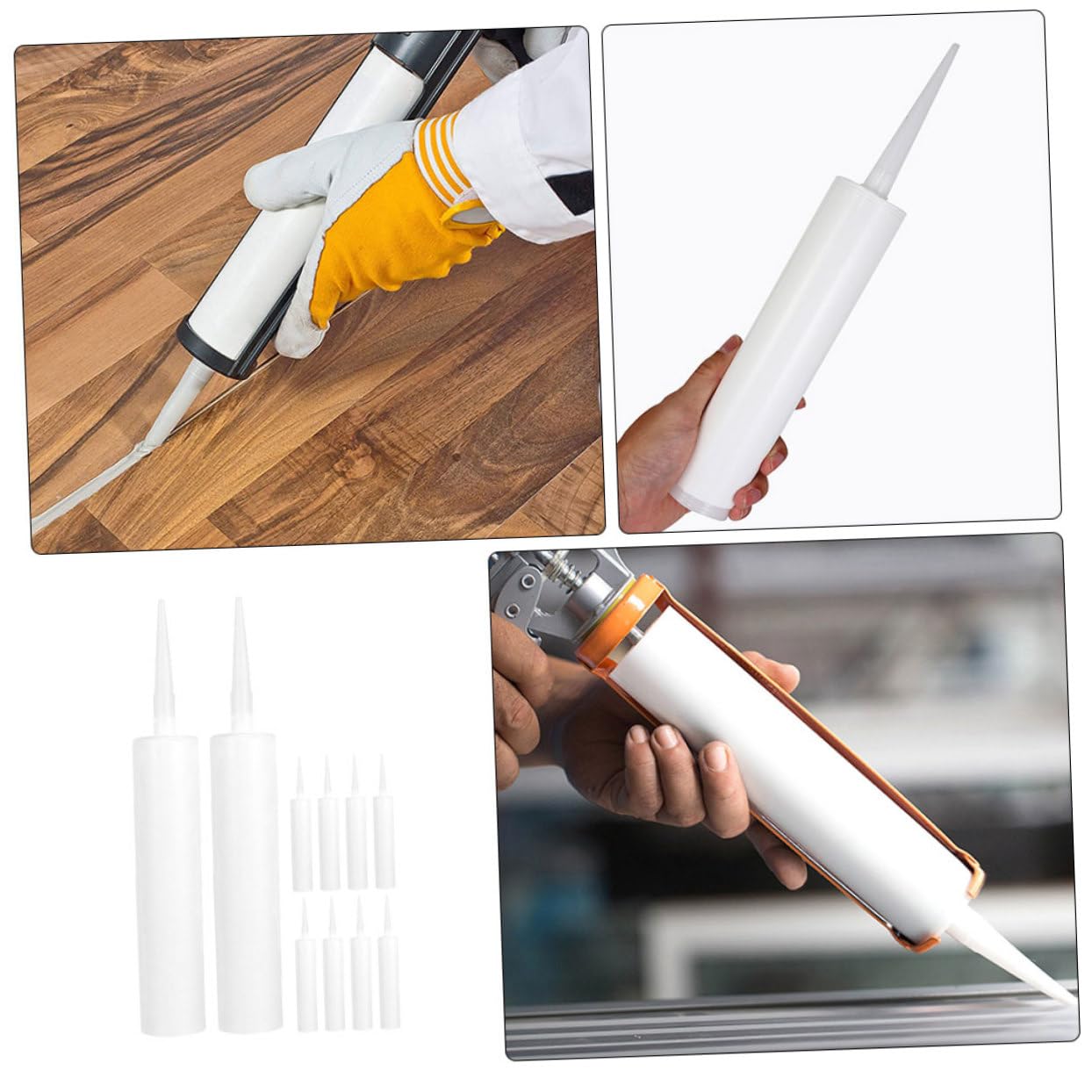 NUOBESTY 10 Stück Leere Dichtungskartuschen aus Pe Weiß Tragbar Wiederbefüllbar und Wiederverwendbar für Reparaturen und Selbstgemacht Projekte Sealant