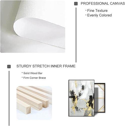 Miniatura 5 de Zessonic Decoración de pared abstracta negra, paquete de 2 unidades, 24 x 36 pulgadas, lienzo negro y dorado, decoración de pared con textura de