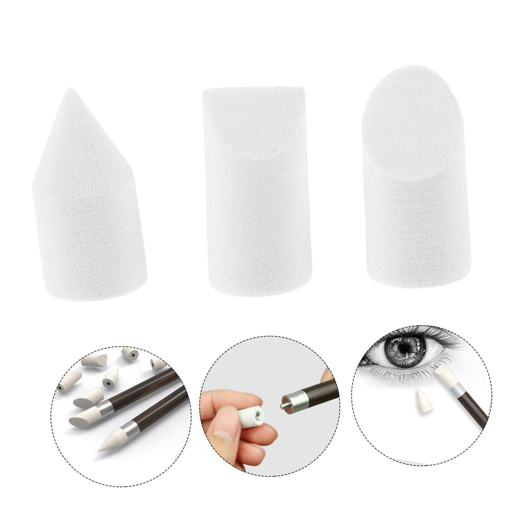 Housoutil Tools Set 3pcs Sketch Wiper Eraser Set and Blending Stump for Clean Artistic Sketching