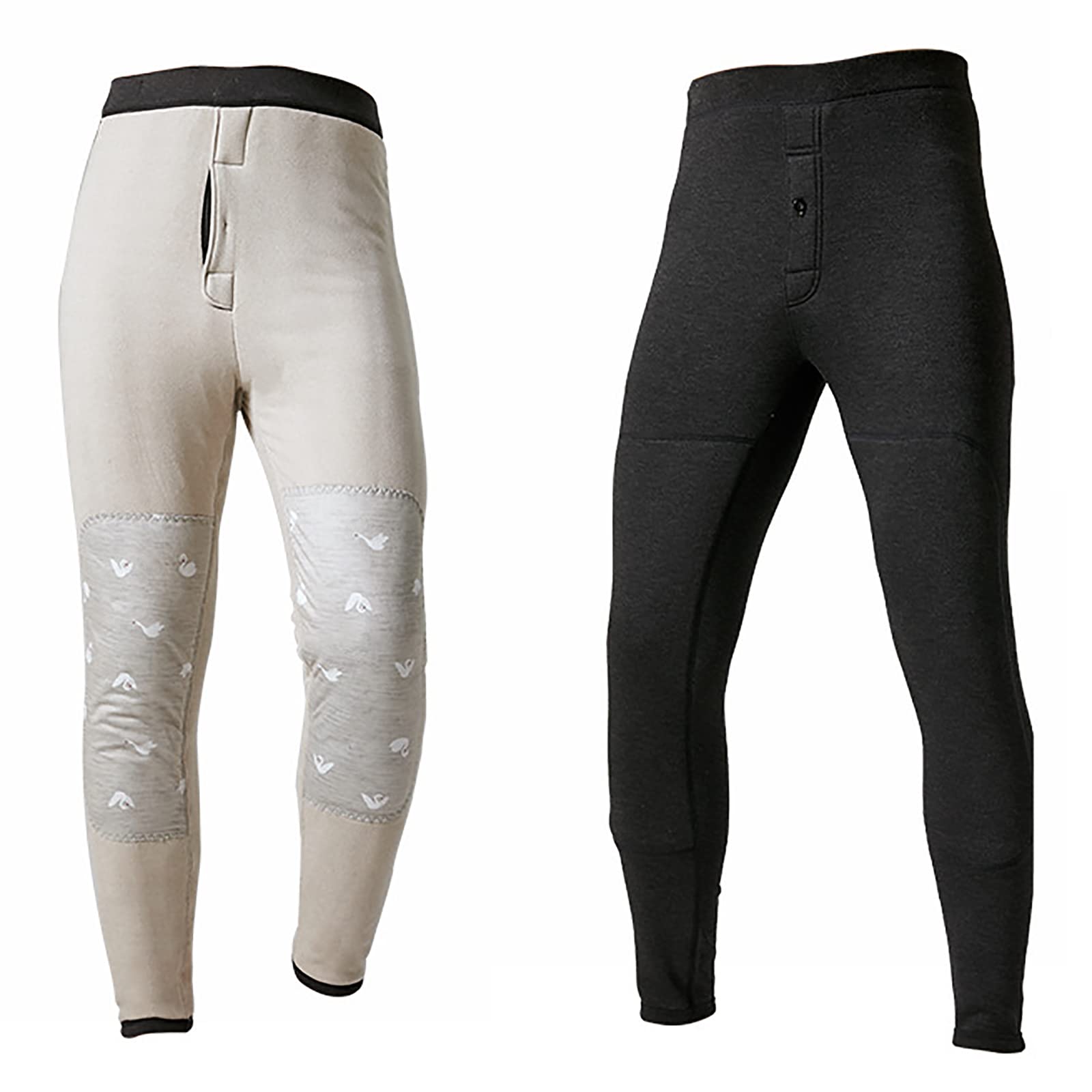 Pantalón Térmico Hombres Capa Base Invierno Partes de Abajo Ropa Interior Pantalones Gruesos y Cálidos Calzoncillos Largos(Size:XXL,Color:Negro)