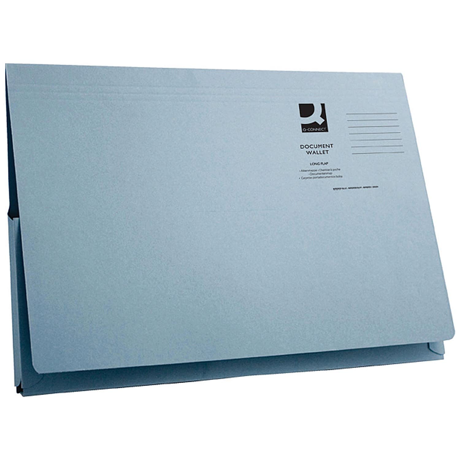 Q-Connect Long Flap Document Wallet Foolscap Blue (Pack of 50)