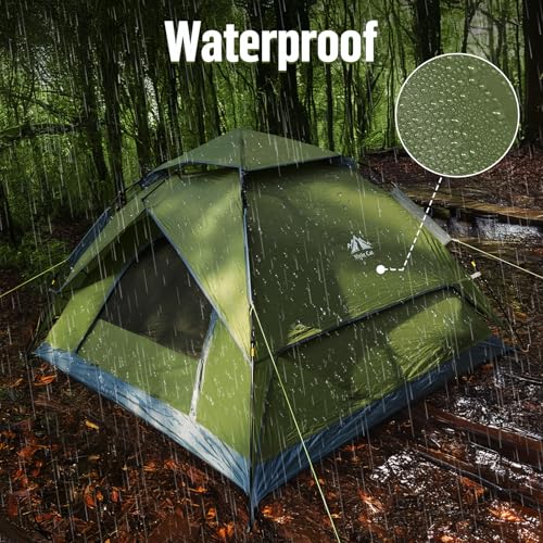 Image of Night Cat Instant Popup Tents 2-3 Persons with Footprint Tarp Easy Setup Camping Tent with Rainfly Double Layers Waterproof Automatic Hydraulic Mechaism