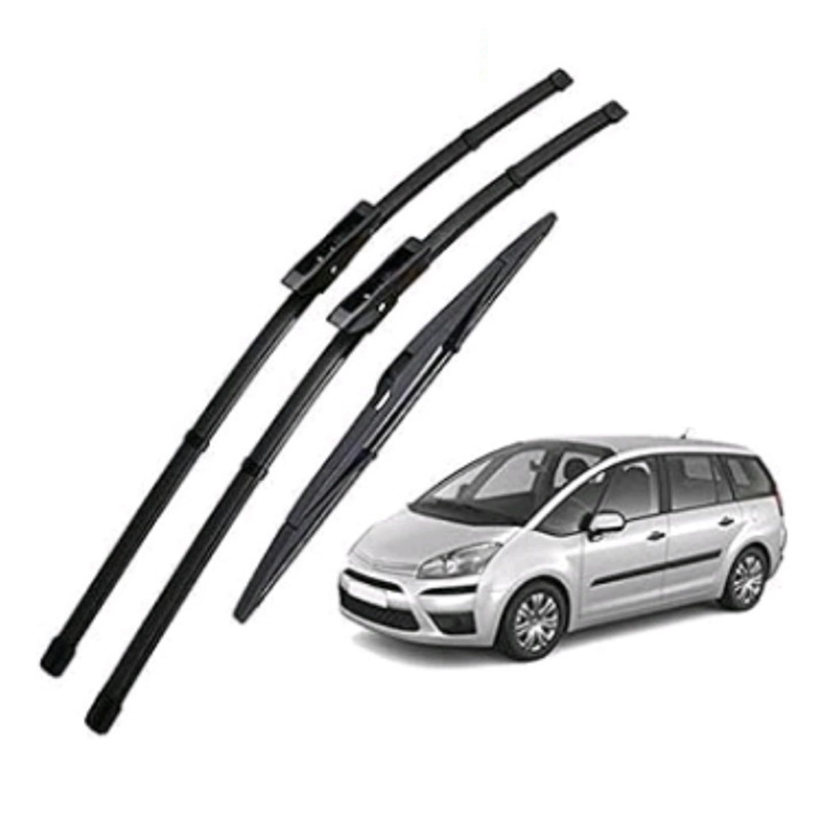 ZDDYUU Front + Rear Wiper Blades Set for Citroen C4 Grand Picasso 2008-2013, Wiper Front & Rear Wiper Blades Set Windscreen Wiper All-Season Performance