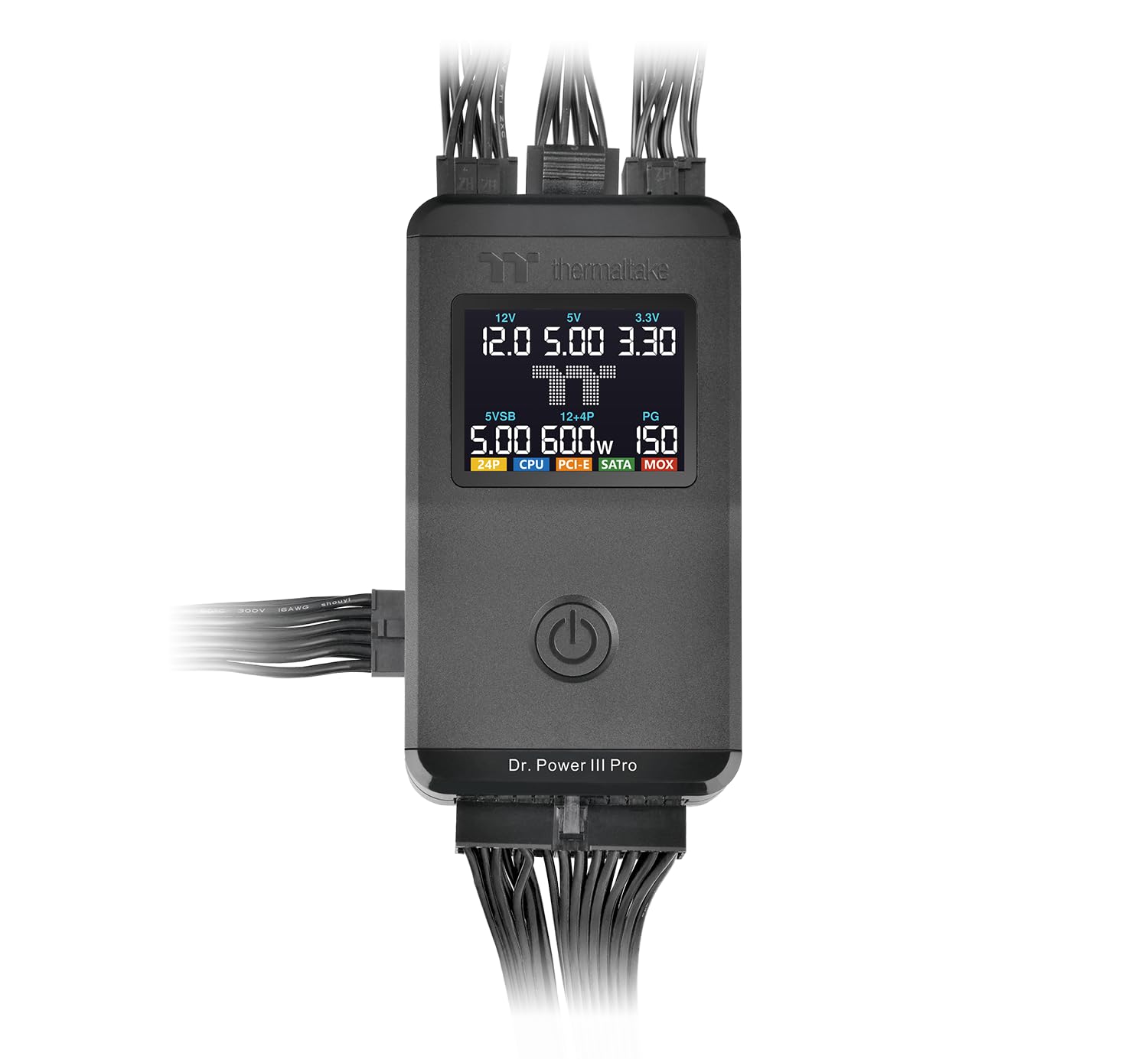 Thermaltake Dr. Power III Pro Netzteiltester | LCD‑Diagnose | ATX12V v3.1 | PCIe 12V‑2x6 | Auto/Manuell | Alarm