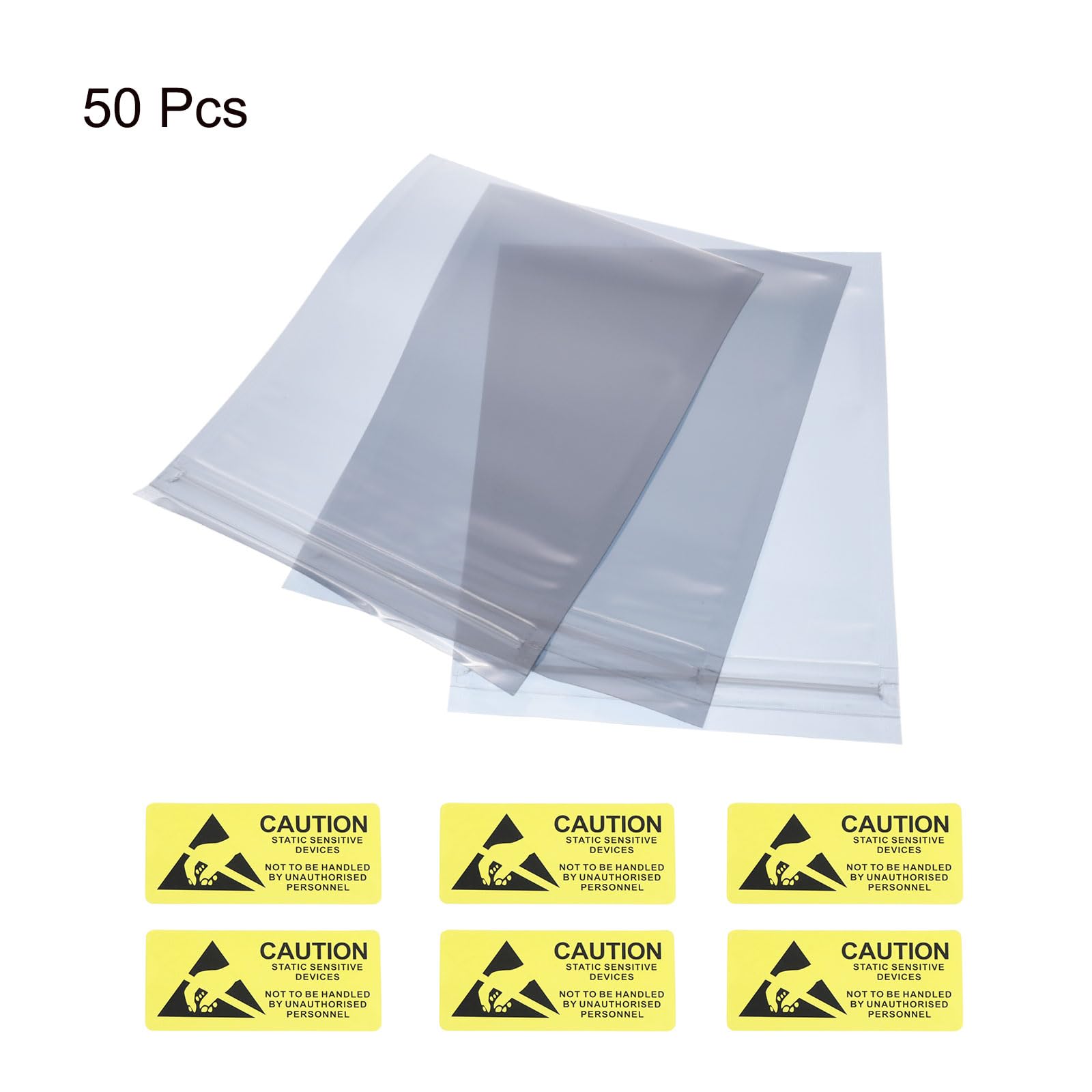 QUARKZMAN Sacchetti Antistatici Sacchetti Protettiva 50pz 4x6 pollici (10x15cm) Richiudibili con Etichette per Disco Rigido HDD SSD Scheda PCB