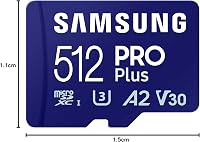 Samsung Pro Plus 512GB microSD kártya SD adapterrel, mobil játékokhoz, 180MB/s olvasás - 512 GB, Pro Plus 9
