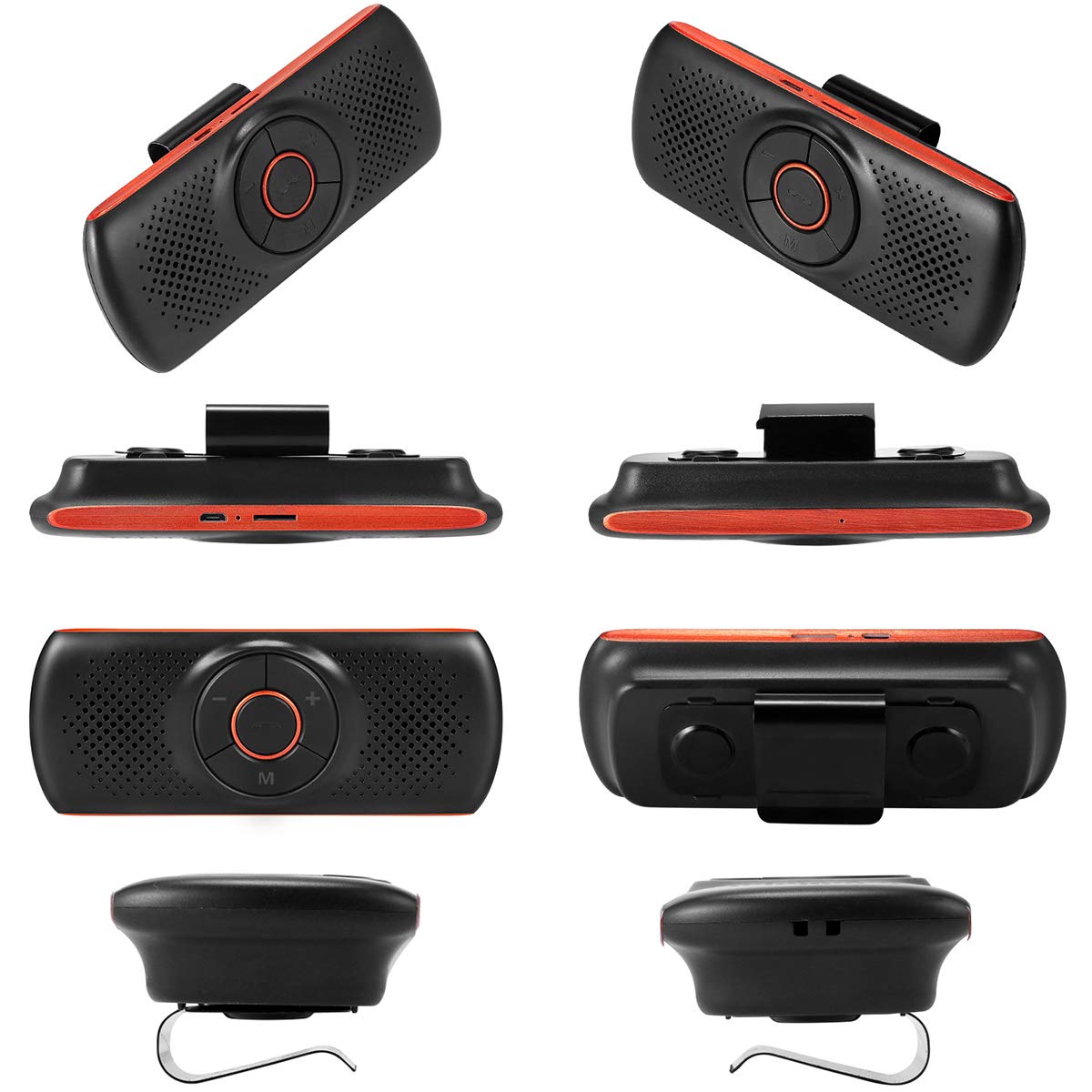 YONGYAO Visera para Coche, Teléfono con Bluetooth, Manos Libres, Altavoz, Reproductor de Música Móvil - Naranja