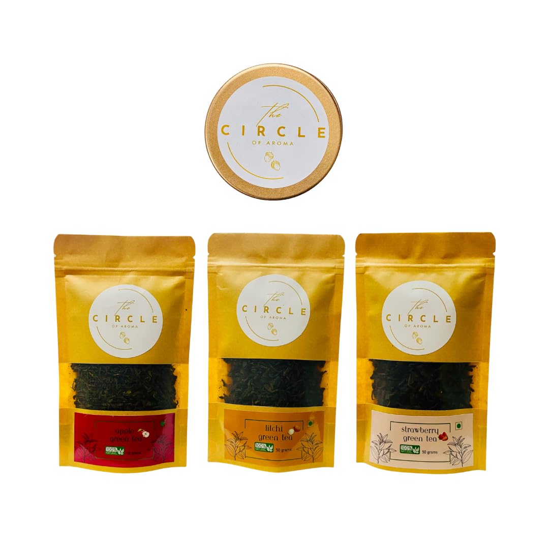 The Circle Of Aroma Signature Green Tea | Contains Zero Calories, High antioxidants & Immunity Booster| Comes with 3 flavors - Apple, Litchi & Strawberry | Pack of 3 | Each pack contains 50g (25 cups) (B0D2RNRQZS) Amazon Price History, Amazon Price Tracker