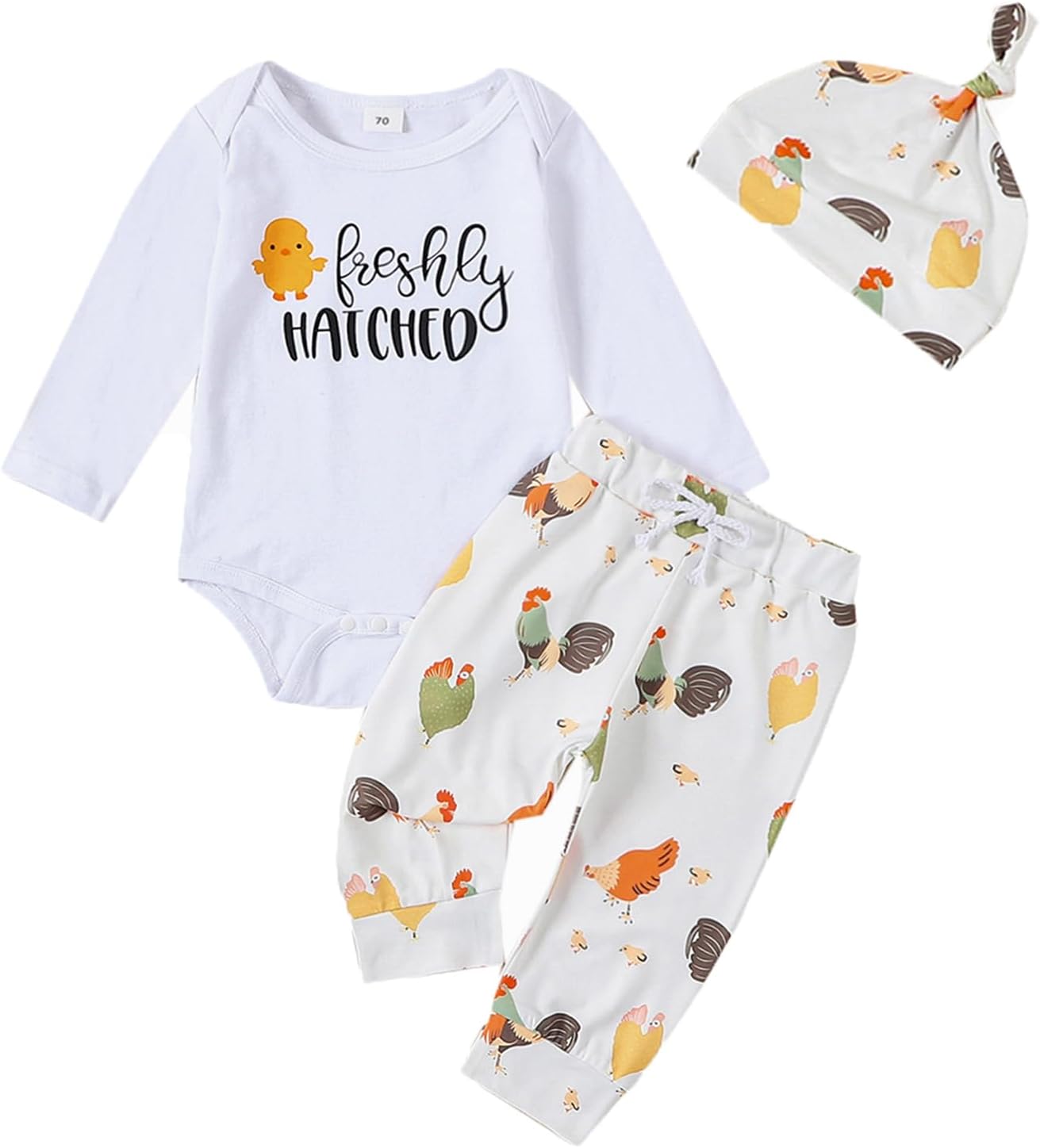 SAYOO Baby Layette Set Infant Boy Farm Animals Bodysuit Clothes Letter Romper+Pants Newborn Coming Home Outfit with Hat