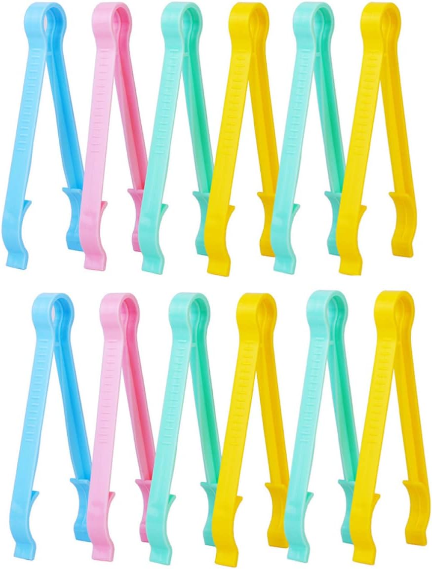 12pcs Multifunction Feeding Bottle Clamp Set Skid Scald Each Blue Green Yellow Pink and Lightweight Tongs for Safe Feeding