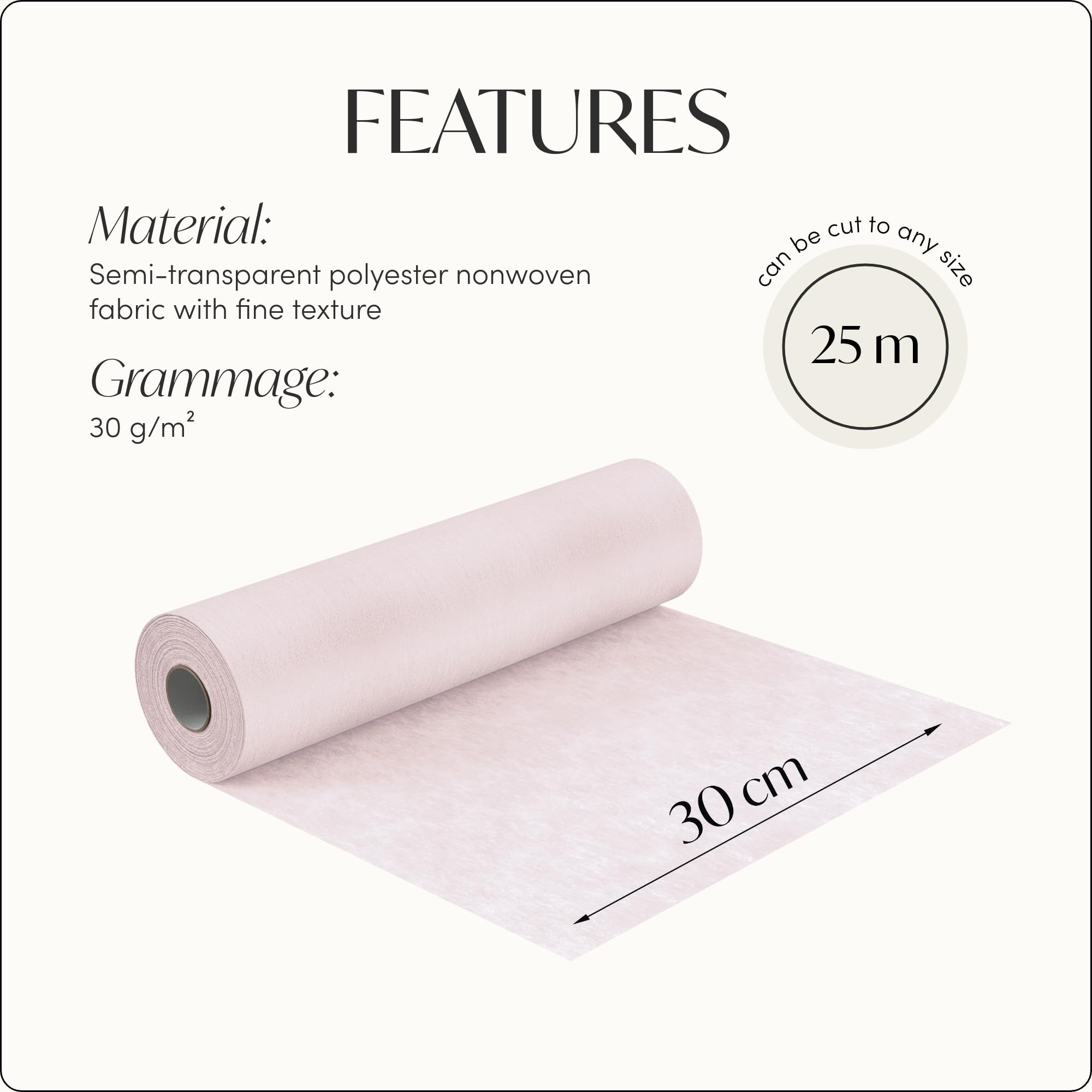 100%Mosel Bieżnik stołowy z włókniny, w kolorze Blush Rosé (30 cm x 25 m), dekoracyjna wstążka stołowa, elegancka dekoracja stołu na urodziny i wesela, kolorowa dekoracja na specjalne okazje