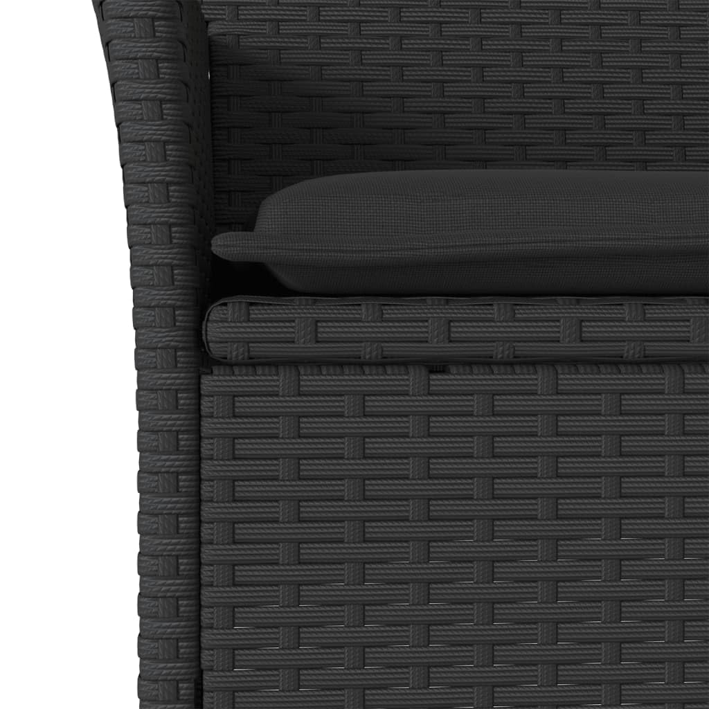 vidaXL Lot de 2 Chaises de Jardin avec Coussins, Sièges avec Accoudoirs, Fauteuils avec Dossier, Meubles de Terrasse, Moderne, Noir Résine Tressée