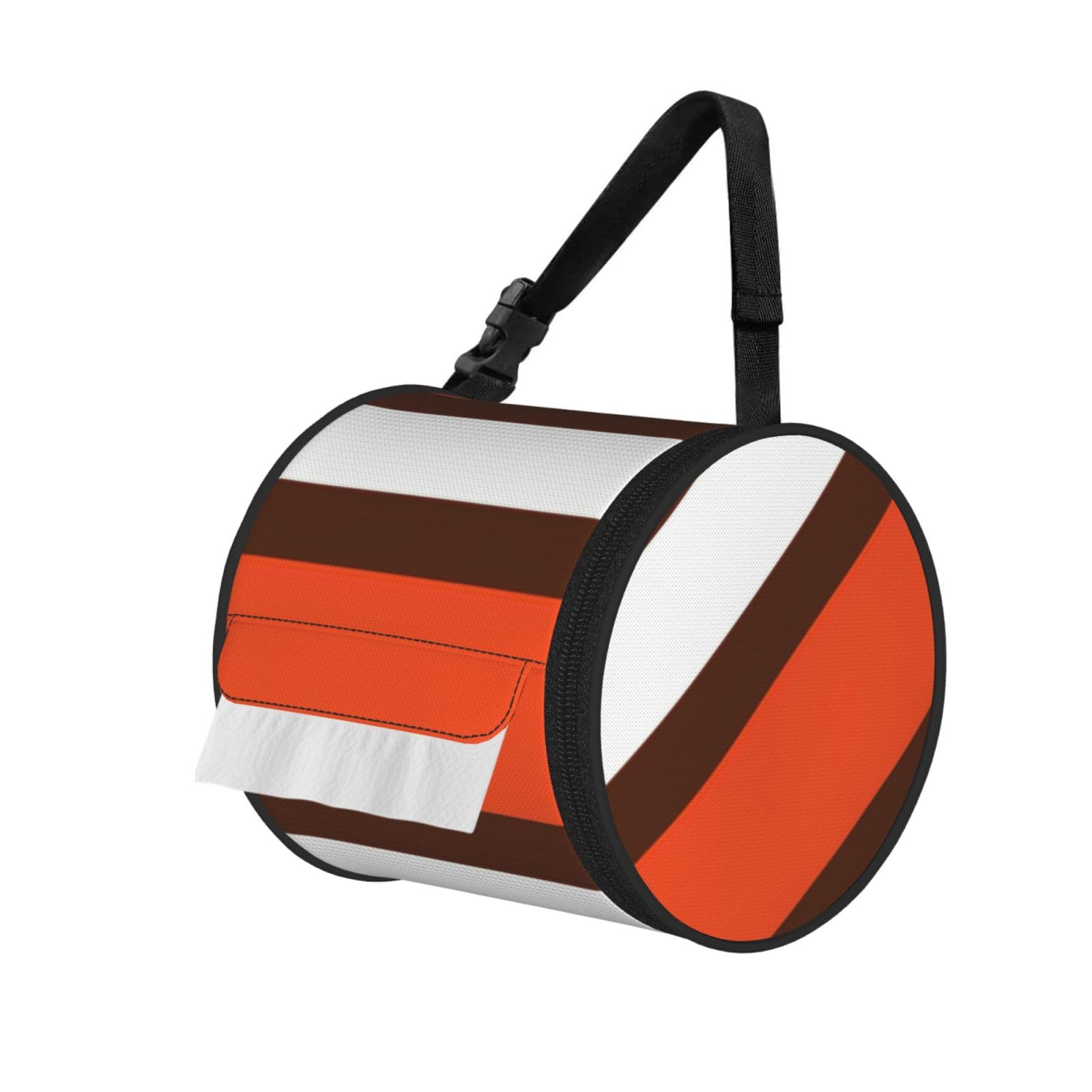 Orange and White stripe Print Cylindrical Tissue Holder Bathroom Car Home Office Kitchen Decor Versatile