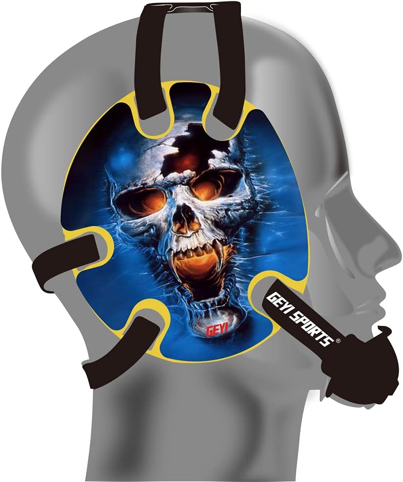 Wrestling Headgear with Blue Fire Skull Wraps