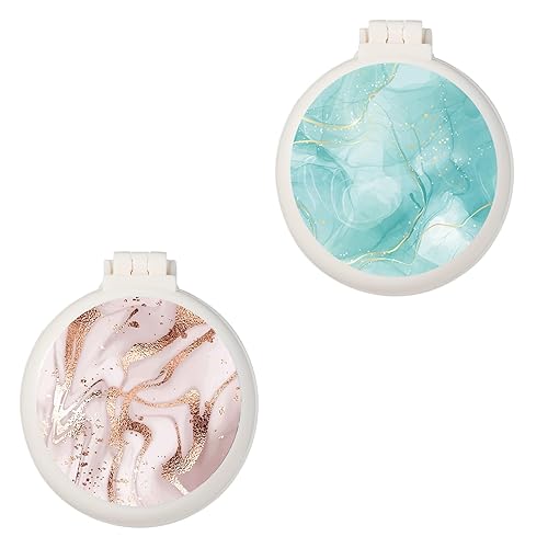 Mini cepillo para el pelo, cepillo de bolsillo con espejo, portátil para monedero/bolsillo, tamaño de viaje (2 piezas mármol 1)