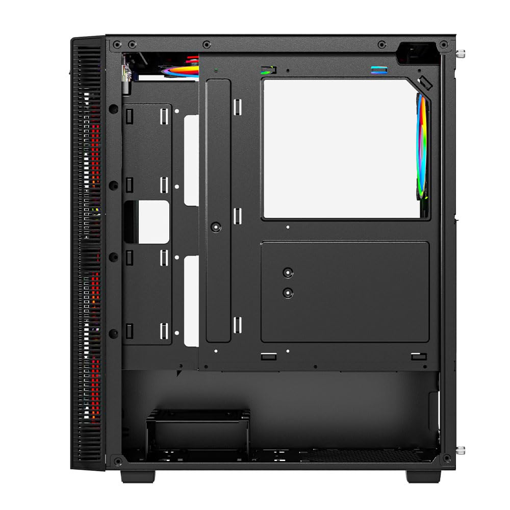 Vida SIROCCOV26F-BLK Tower Case, ABS Nero + Vetro Temperato per ATX, Micro ATX, Mini ITX, High Performance Computing