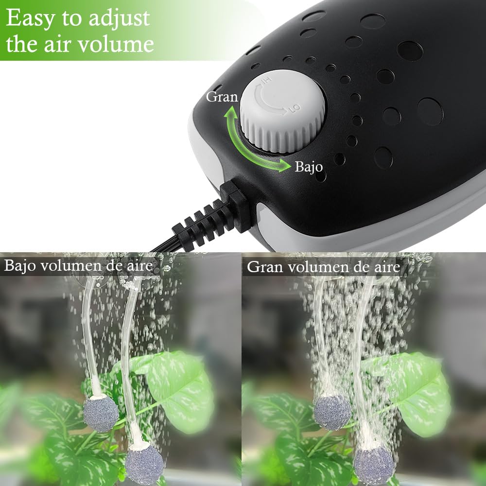 FEDOUR 3W Doble Salida Bomba Aire Acuario para pecera, Bomba de Aire silenciosade hasta 400L
