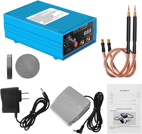 ERICAT Mini soldador por puntos de batería, máquina de soldadura por puntos duradera de 5000 W con pantalla LCD, 10 botones de engranajes ajustables
