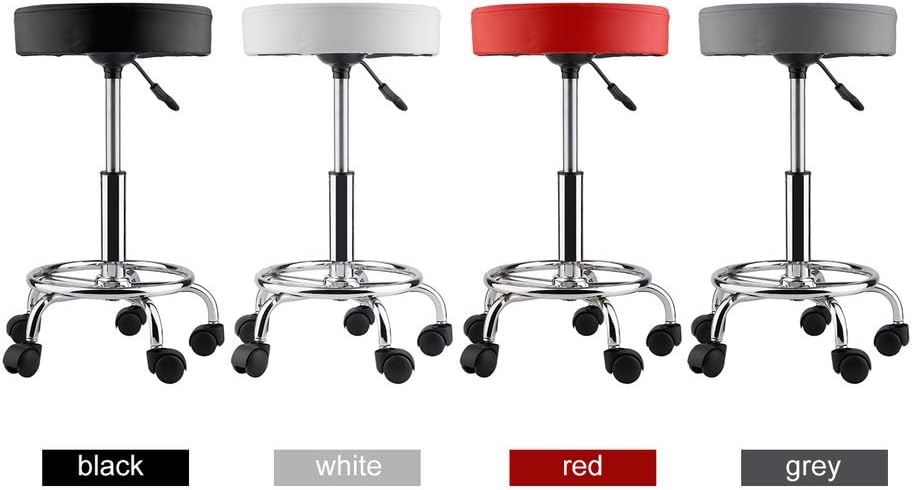 Beauty Salon Rolling Swivel Stool, Tattoo Massage Facial Spa Adjustable Backrest Beauty Stool Chair (Black 4)