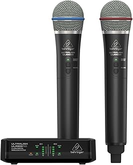 Behringer ULTRALINK ULM302MIC High-Performance 2.4 GHz Digital Wireless System with 2 Handheld Microphones and Receiver
