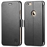 iPhone 6S Plus Case, iPhone 6 Plus Case, SHIELDON Premium Genuine Leather Wallet Case Stand Cover for iPhone 6/6S Plus (5.5 inch) Black
