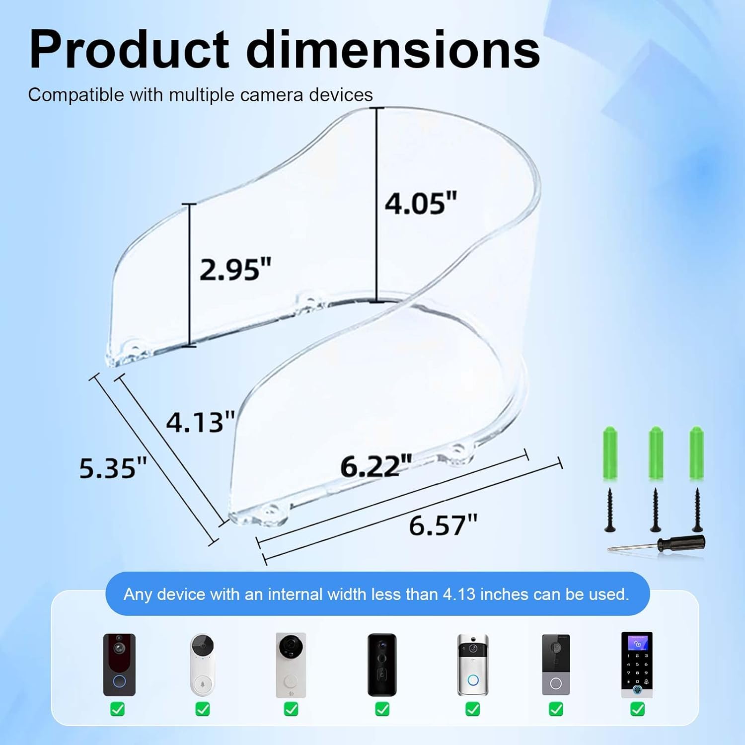 Plastic Doorbell Rain Cover, Ring Doorbell Cover Weatherproof Waterproof Protector Access Control Attachment for Door Access/Garage Door Opener/Keypad Door Lock(Transparent)