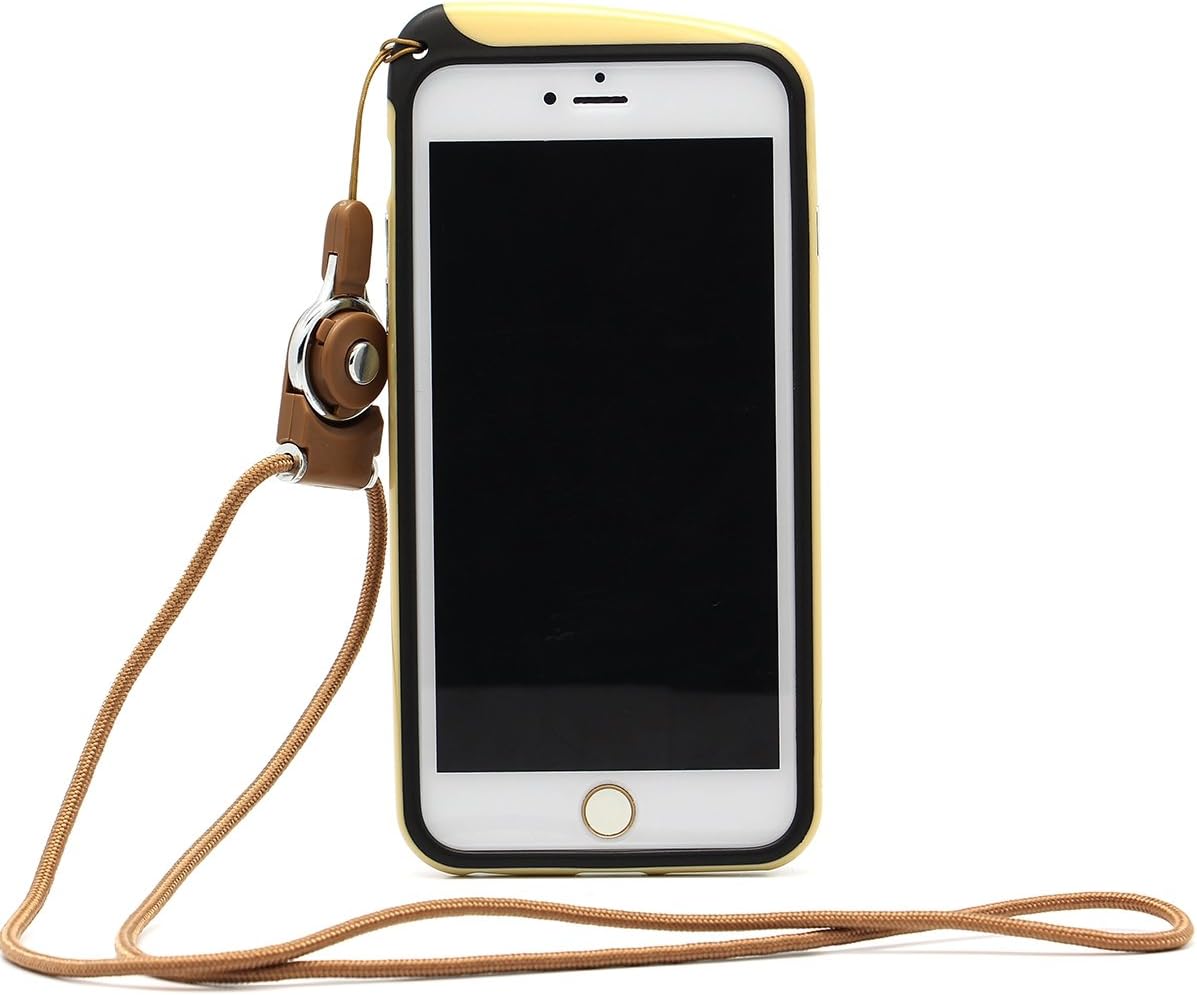 Moonmini Stylish Phone Bumper Frame Case Cover Skin Protector with Hanging Neck Strap Rope for iPhone 6 Plus 5.5 inch - Brown