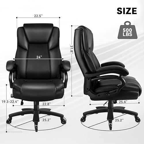 Miniatura 3 de Silla de oficina grande y alta, 500 libras, silla de cuero de oficina ejecutiva resistente para personas pesadas, silla de oficina ergonómica de