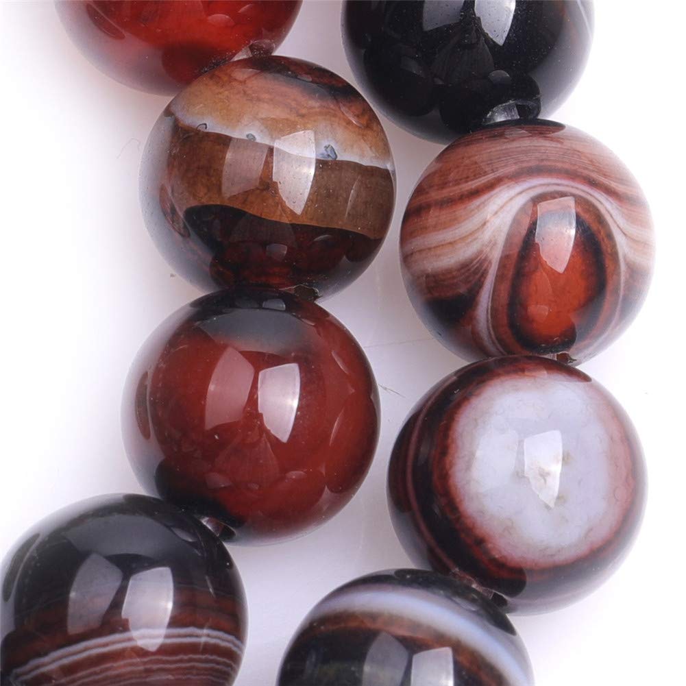 GEM-INSIDE CREATE YOUR OWN FASHION Natural Brown Onyx Agate Gemstone Semi Precious Round 12mm Loose Beads for Jewellery Making DIY Bracelet Necklace Crafts 15'' - Image 4