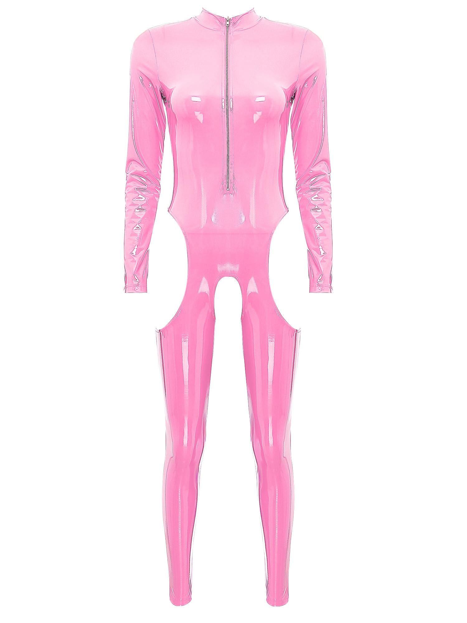 Women Jumpsuit Wetlook Body Ouvert Catsuit Combinaison Leder-optik Combinaison Intégrale Ouvert Leggings Gogo Party Nightclub