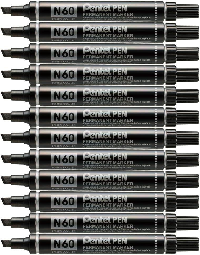 N60 Permanent Marker Chisel Tip Max.6mm Line Black Ref N60-A [Pack of 12]