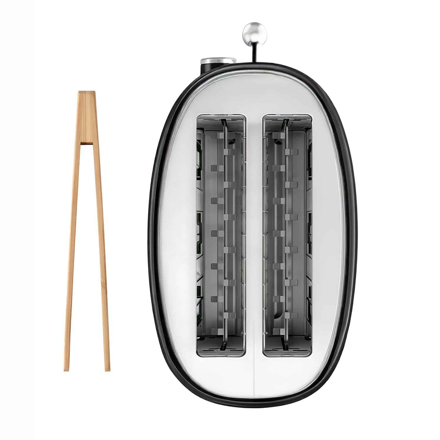 SWEISS Tostapane vintage GRS9, 2 fessure, 6 livelli di potenza, funzione scongelamento, tostatura rapida e uniforme, facile da pulire, cassetto raccogli briciole, 850 W, nero