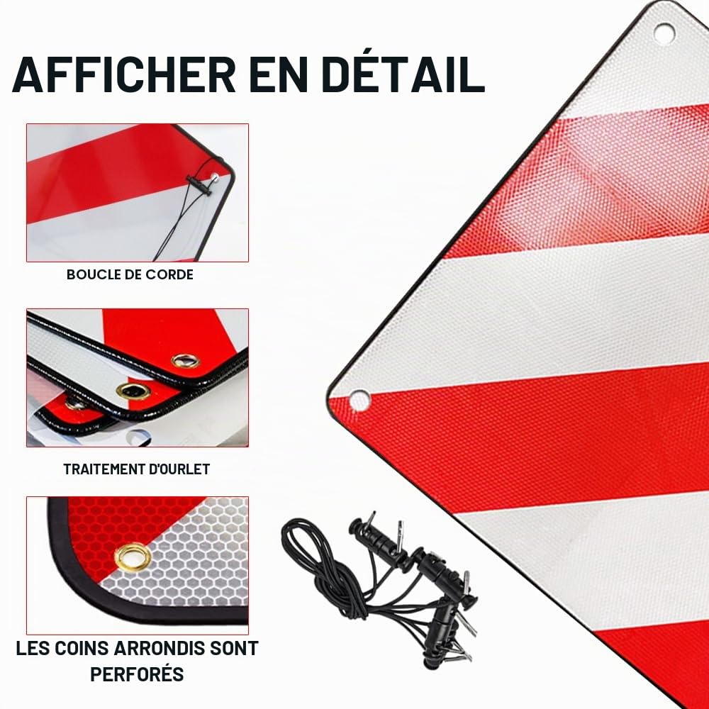 Panneau Signalisation Porte Velo, 3 en 1 Panneau D'Avertissement Italie et Espagne, 50 X 50 cm Aluminium Panneau Avertissement Porte Vélo avec 4 Sangles de Serrage pour Porte Vélo Arrière Camping-Car