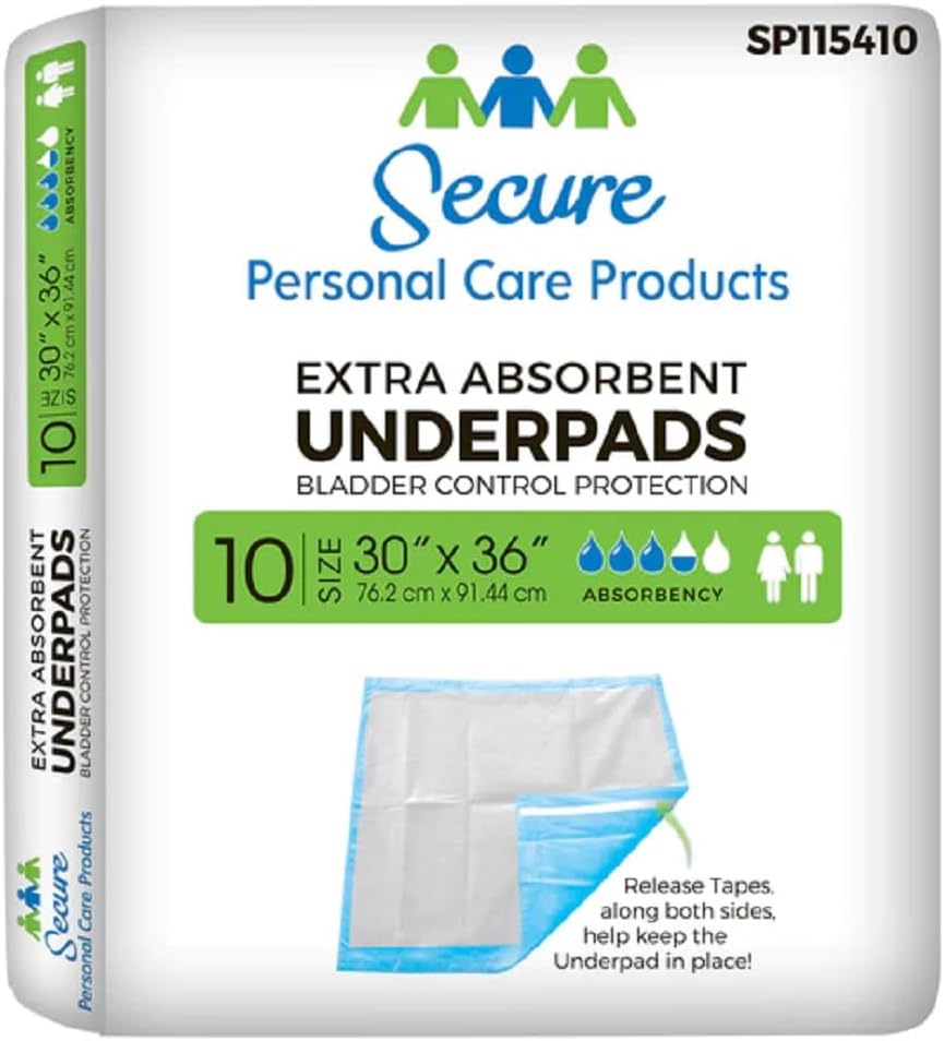 Secure Personal Care Disposable Underpad 30 X 36 Inch Heavy Absorbency Case of 100