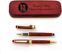 Vista 9 de Estuche de madera de arce personalizado y dos bolígrafos para los amantes