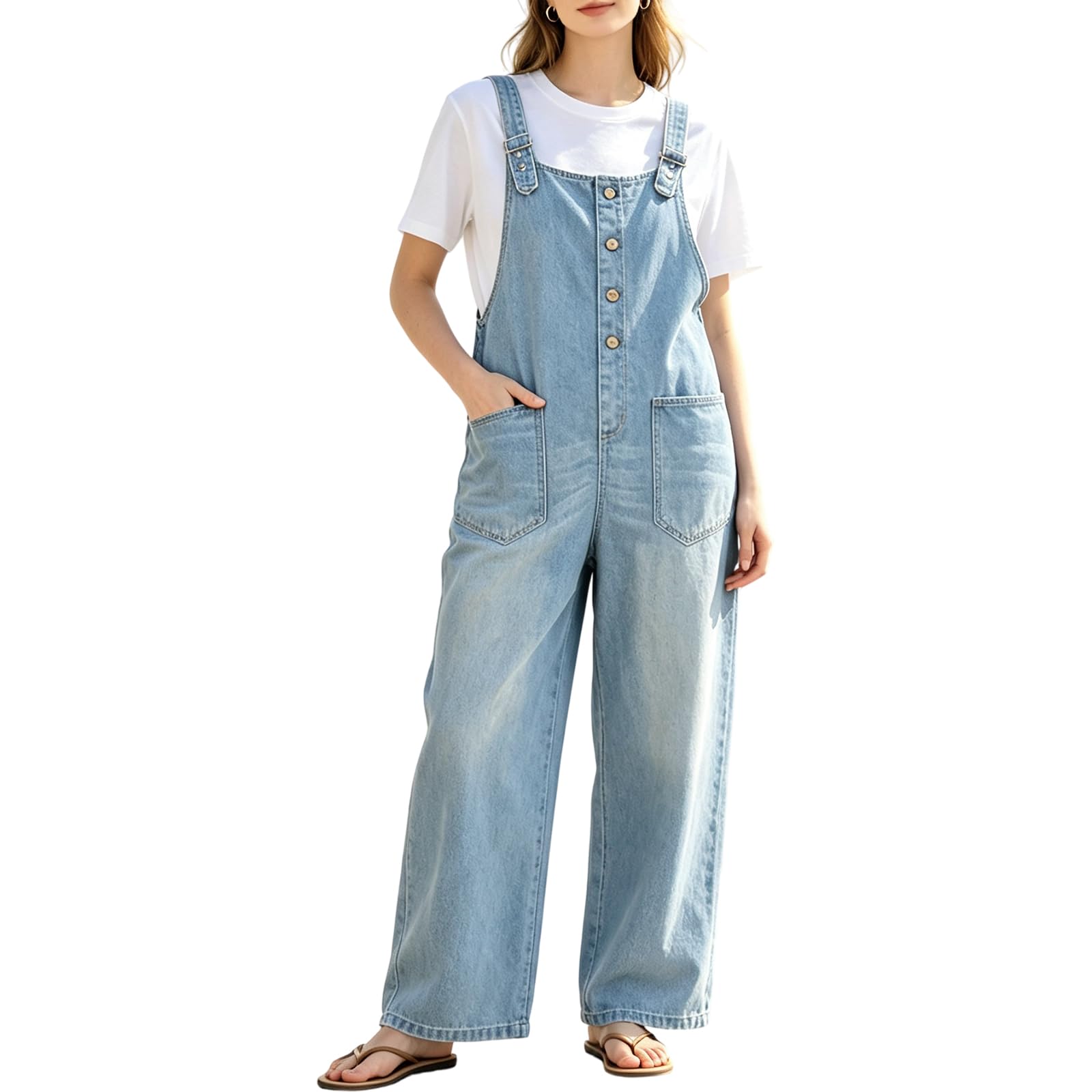 Tuta intera da donna, regolabile, azzurro, L | Cinghie regolabili, vestibilità comoda, versatile da indossare tutti i giorni, pratica moda quotidiana