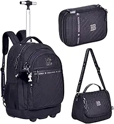 Mochila Rebecca Bonbon com Rodinhas Lancheira e Estojo Preta