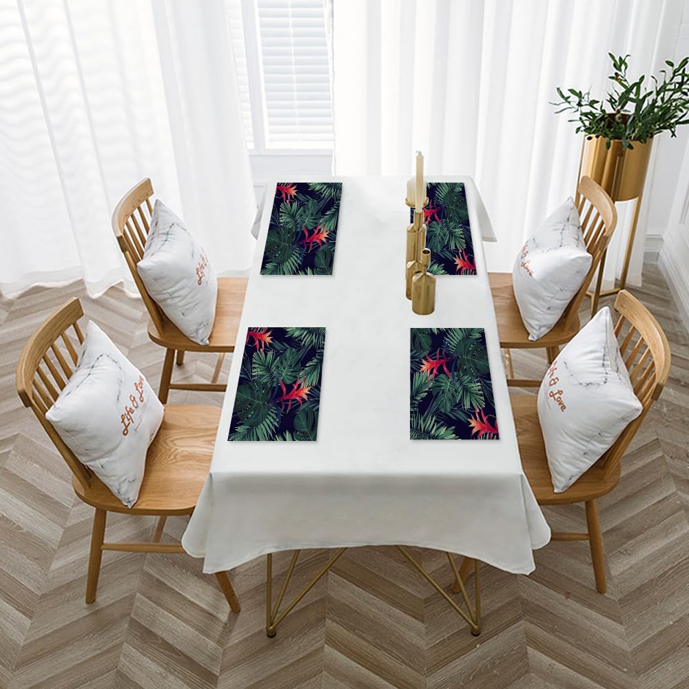 Platzset, Satz von 4 Platzsets 30x45 cm,Exotische tropische Monstera-Palmbltter-Blumenmuster-abst,Gewebte  Vinyl-Tischsets, waschbare und langlebige Tischsets, Tischsets fr den  Innen und Auenbereich : Amazon.de: Kche, Haushalt & Wohnen